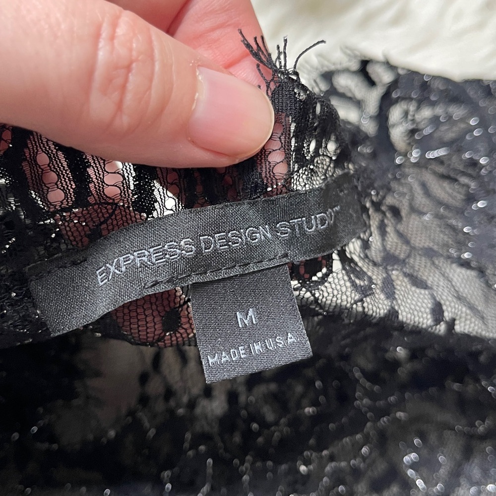 Vintage Y2K EXPRESS Black Lace Top - Picture 6 of 10
